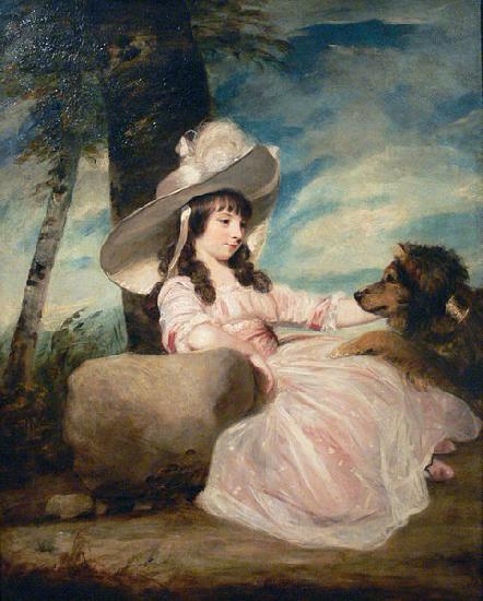 Sir Joshua Reynolds Portrait of Miss Anna Ward with Her Dog Sweden oil painting art